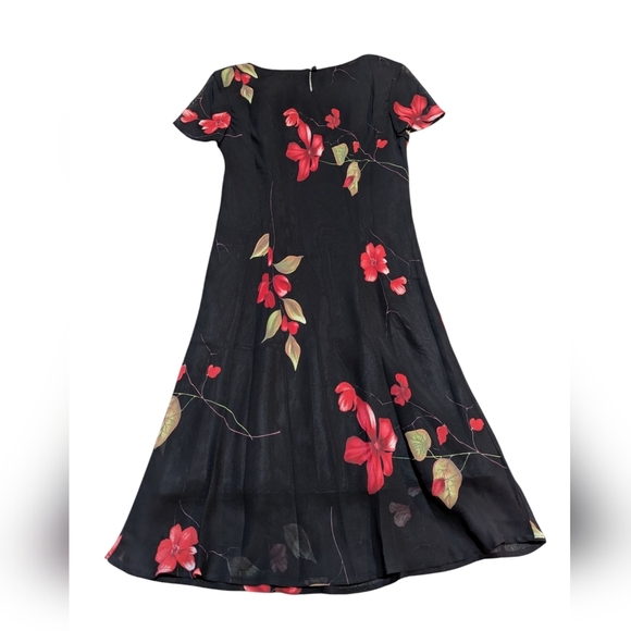 Vintage Jones New York 90s Black Red Oversized Flower Print Maximalism 8 Sheer - Picture 2 of 6